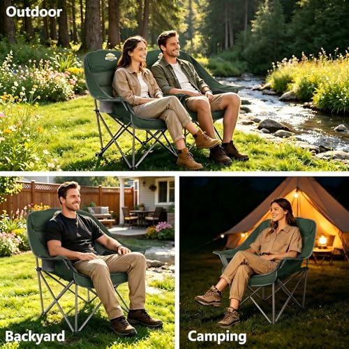 Colegence Oversized Camping Chair for Adults, Padded Lawn Chair 2 Pack
