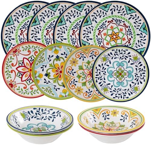 12 pcs Talavera Melamine Dinnerware Set, Service for 4