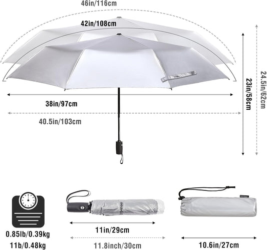 G4Free UPF 50+ UV Protection Large Travel Umbrella 42/46 Inch Auto Open Close Windproof Sun Blocking Umbrella