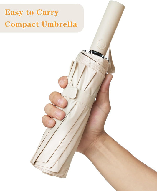 Large Double-Ribs Umbrella Automatic Folding Umbrella for Women Men, Travel, UPF 50+ UV Protection