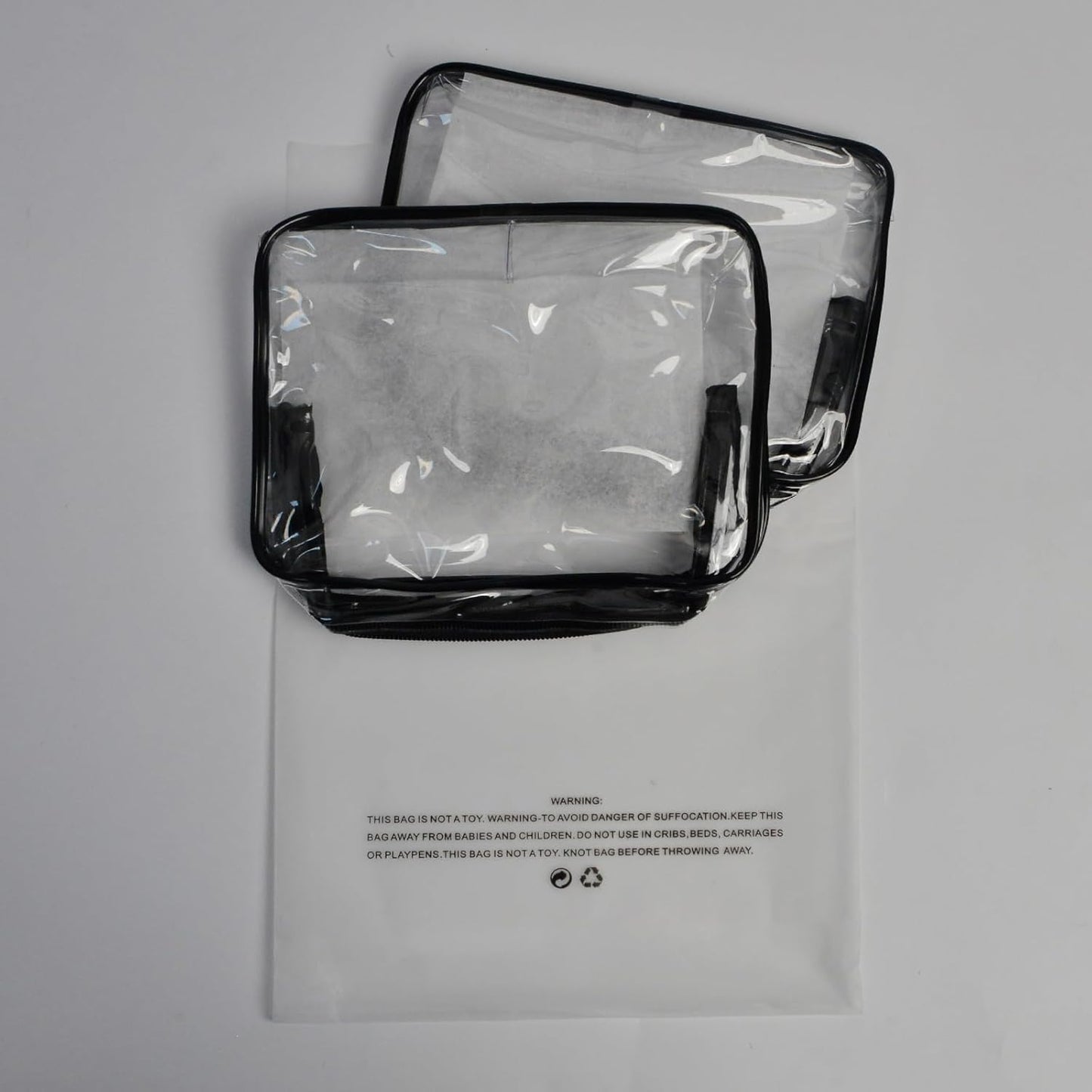 Lermende 2pcs Clear Toiletry Bag TSA Approved Travel Bag,Carry On for Travel,Airport Airline Accessories Compliant Bag,Quart Sized Makeup Cosmetic bag Women Men (Transparent Black, 2 Pack)