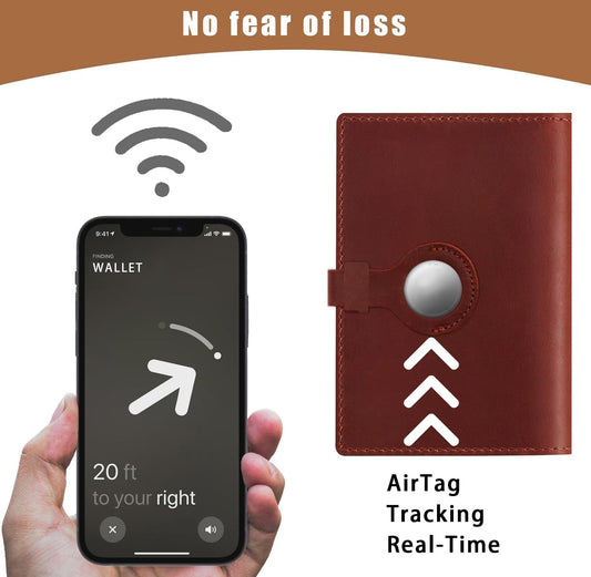 Jack&Chris Genuine Leather Passport Holder For Travel, RFID Blocking Handmade Passport Holder with Card Case Organized & Safe, Quality Travel Essentials for Women and Men for Gifting, Red