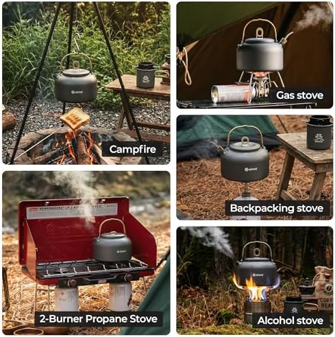 ALOCS 2.3L Portable Kettle with Pour Over Kit & Mug, Camping Coffee Pot Set