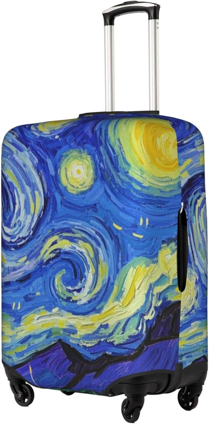 Vincent Van Gogh Starry Sky Night Luggage Cover Washable Suitcase Protector, Luggage Tag Travel Birthday Gifts For Men Women (L 26-28 Inch Luggage)