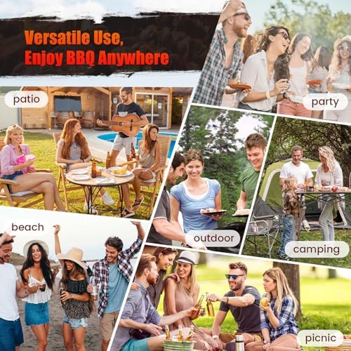 Realcook Charcoal Grills with Offest Smoker: Spacious Barrel Charcoal Grill
