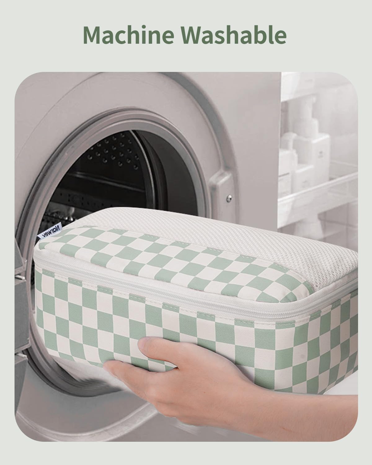 Narwey 7 Set Checkered Packing Cubes for Travel Carry on Suitcase Luggage Organizer Bags for Kids Women Men, Durable Packing Organizers Bag, Travel Essentials Accessories (Mint Green Checkerboard)