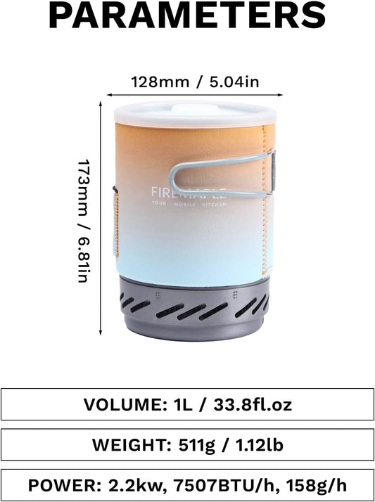 Fire-Maple "Fixed Star 1" Personal Cooking System | Pot/Jet Burner Stove System with Electric Ignition | Ideal for Hiking, Camping, Backpacking, Fishing, Hunting Trips and Emergency Use Multi