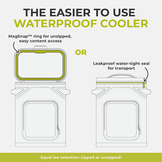 CORE Magnetic Leak Proof Soft Cooler with Waterproof Zipper | Insulated Bag Portable Ice Chest Box | Best Soft Cooler for Food & Beverages for Tailgating, Car Camping, Travel, and Family Beach Picnics