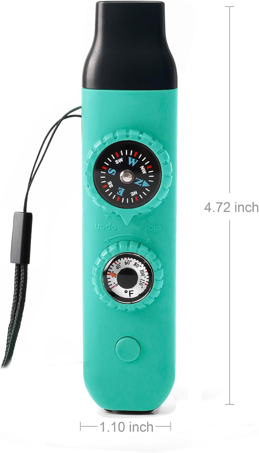 Emergency Survival Safety Whistle,Whistle for Kids with Lanyard,Compass,Thermometer,Ideal for Kayaking, Boating, Hiking, Camping, Climbing