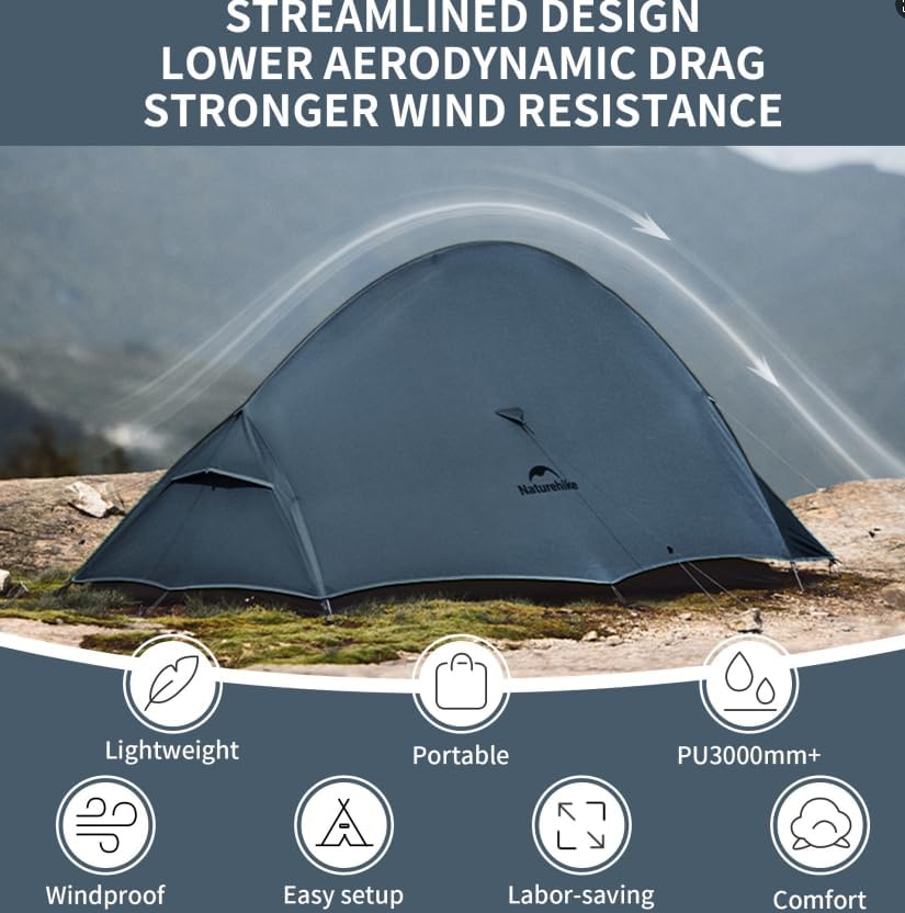Naturehike Cloud-Up 2 Person Tent Lightweight Backpacking Tent with Footprint - Free Standing Ultralight Camping Hiking Backpack Tents Two Person Tent