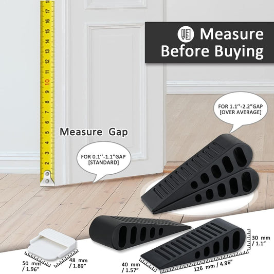 JQK Rubber Door Stopper Wedge, Black 3 Pack Soft TPR Premium Door Stops for Bottom of Heavy Duty Door on Tile, Concrete, Carpet, Wooden Floor, DSB61-BK-P3