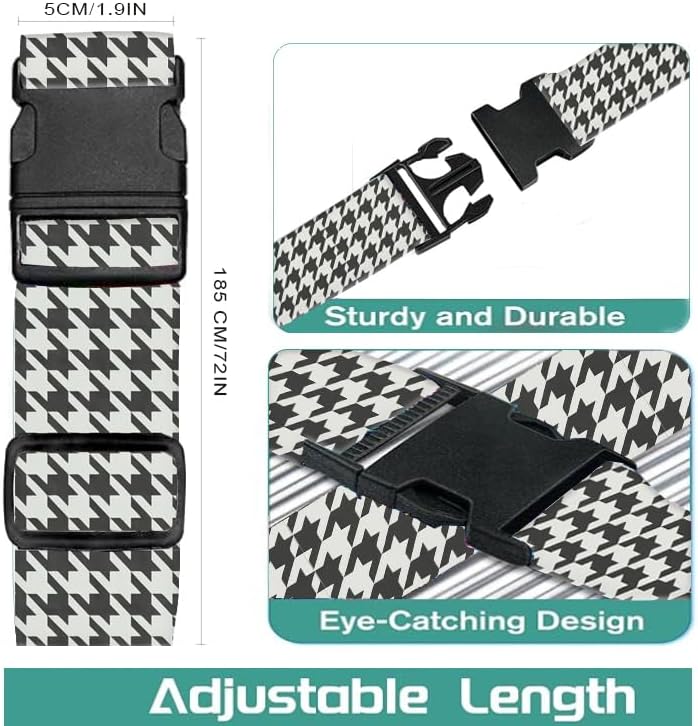 Luggage Straps for Suitcases Travel Belt Accessories, Cute Suitcase Strap, Adjustable Luggage Belt Strap, Heavy Duty with Quick-Release Buckle Luggage Strap Classic Houndstooth