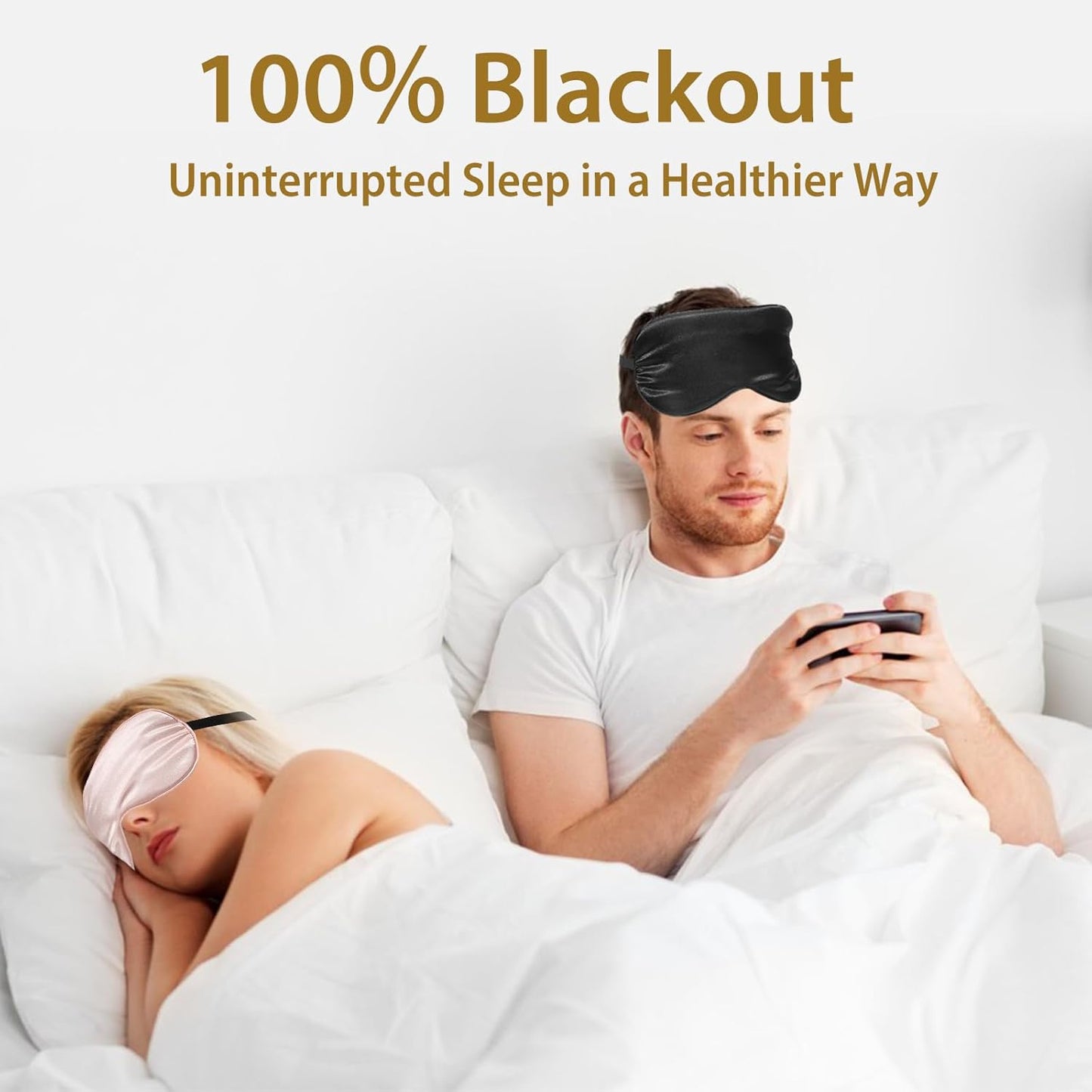 4 Pack Silk Sleep Mask - 100% Blackout, Zero Eye Pressure, Blindfold with Adjustable Strap, Super Soft Travel Eye Covers (Black, Pink, Blue, Purple)