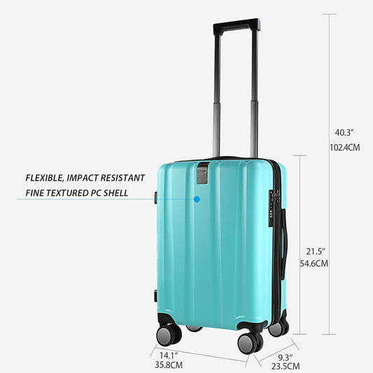 KROSER Hardside Expandable Carry On Luggage with Spinner Wheels & Built-in TSA Lock, Durable Suitcase Rolling Luggage with USB Port, Carry-On 20-Inch, Lake Blue