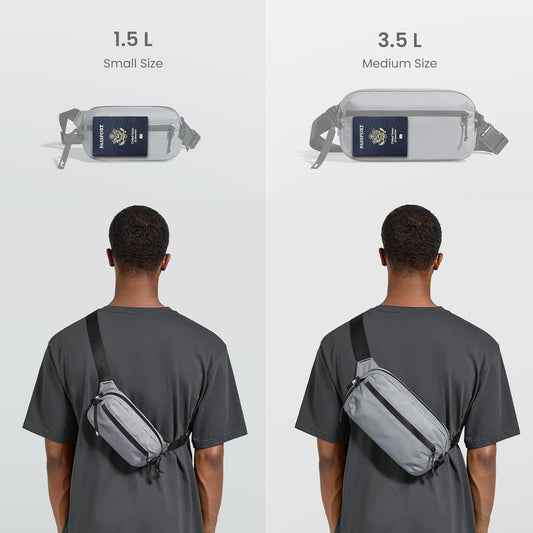 tomtoc 1.5L Sling Bag with RFID Blocking, Crossbody Bag Minimalist Chest Shoulder Pack for Men and Women, Water-resistant Lightweight Casual Waist Fanny Pack for Travel, Daily Use