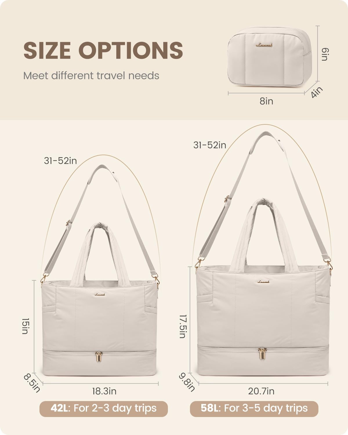 LOVEVOOK Travel Duffle Bag, Puffer Weekender Bags for Women with Shoe Compartment, Carry On Overnight Hospital Bag, Gym Tote