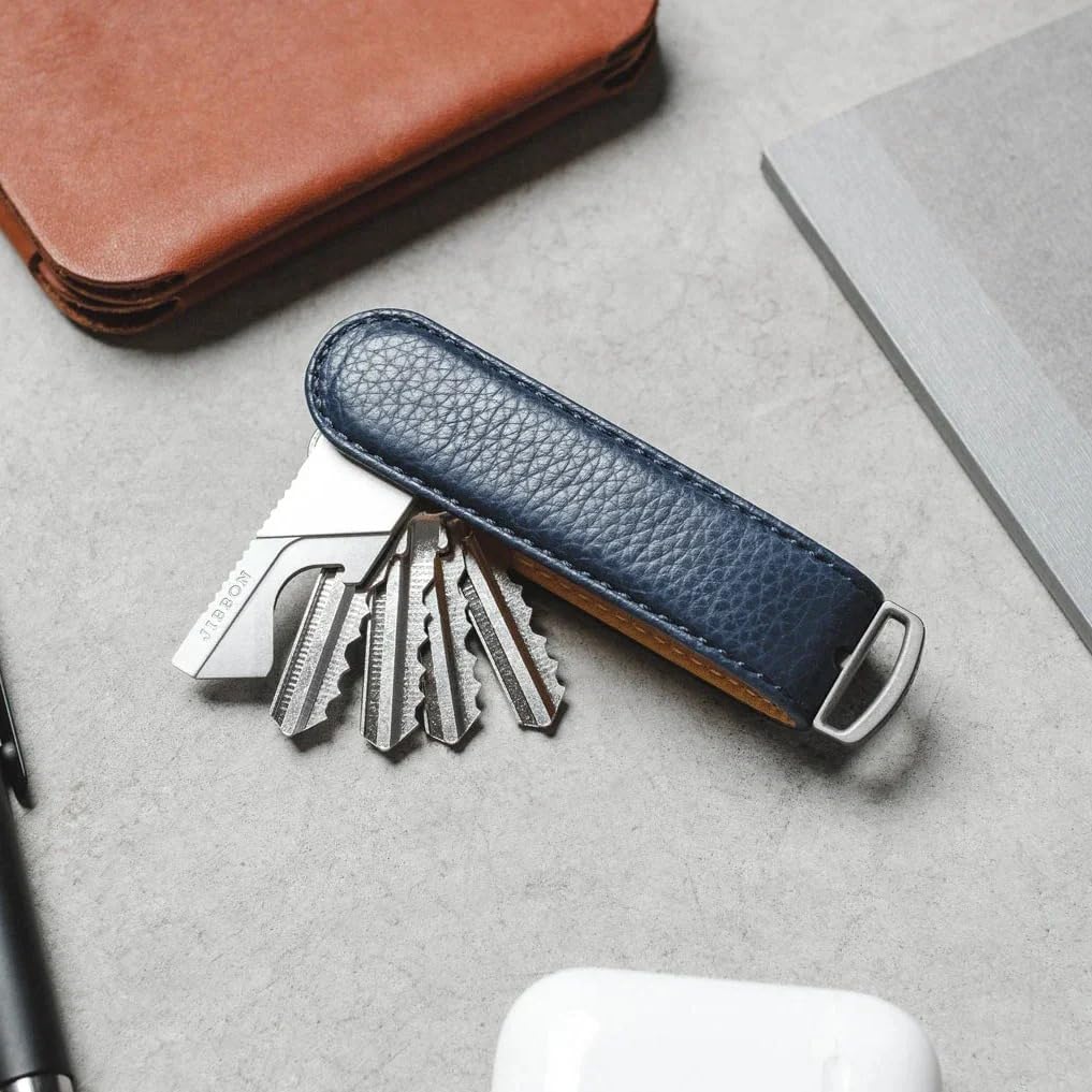 Jibbon Italian Premium Leather Key Organizer - Stylish Key Holder with Marine Grade 316 Stainless Steel, Compact EDC Keychain
