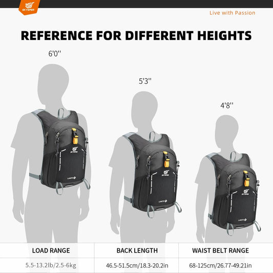 SKYSPER Small Hiking Backpack - 15L Travel Daypack Lightweight Bag Water Resistant Hiking Backpacks for Women Men