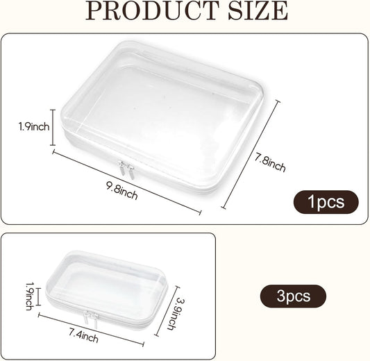 4PCS Clear Hard Zipper Case - Portable Organizer Pouches, Waterproof Plastic Cosmetic Bag,Travel Organizer Box for Cable, Make up Tools and Toiletries(White)