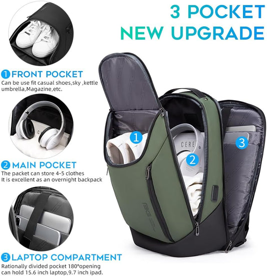 BANGE Business Smart Backpack Waterproof fit 15.6 Inch Laptop Backpack with USB Charging Port,Travel Durable Backpack