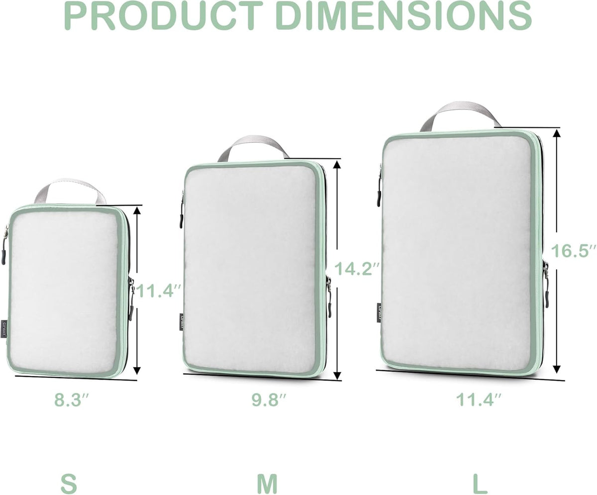 Cipway Mesh Compression Packing Cubes, Ultralight See Through Luggage Organizer Bags, Travel Essentials for Carry on Suitcase(3 Pcs,Sage Green)