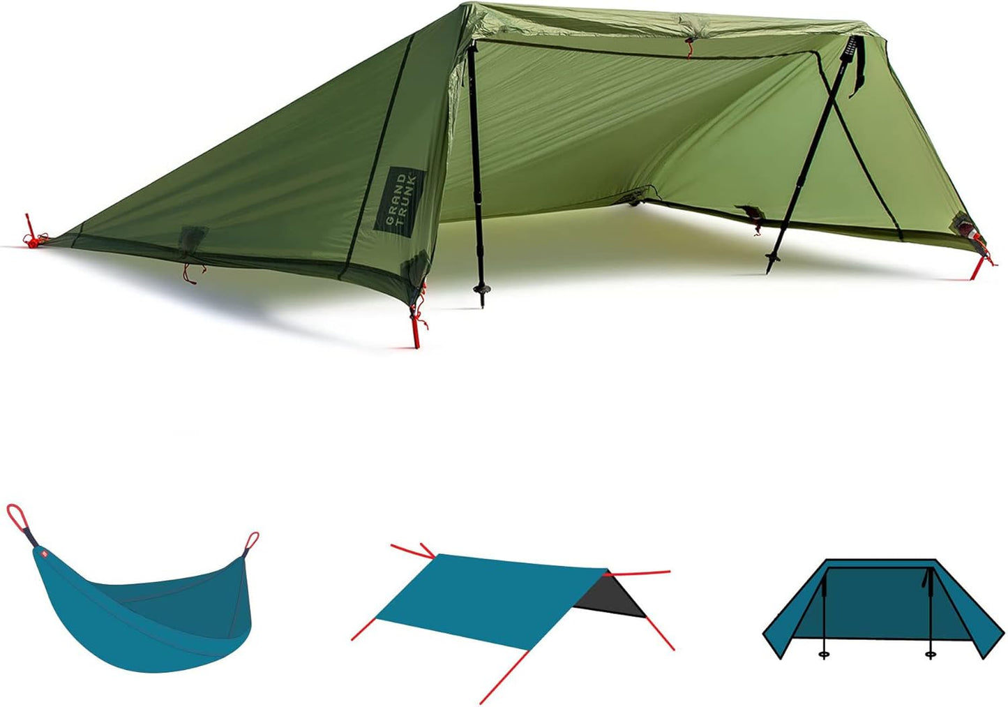Grand Trunk Moab Multi-Use Tarp Shelter - Waterproof Nylon Hammock & Camping Tarp, Includes Cord & Stakes