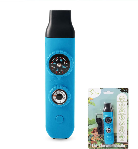 Multifunctional Survival Emergency Whistle for Kids with Compass Hiking Survival, Thermometer & Neck Lanyard | Emergency Safety Gear for Hiking, Camping, Kayaking, Boating, Climbing