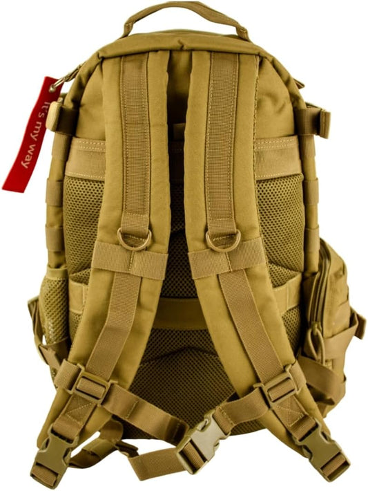 25 L Tactical Backpack: durable military-style backpack with MOLLE system for everyday use, travel, gym, hiking, fishing, camping, and outdoor sports.(COYOTE BROWN 25L)