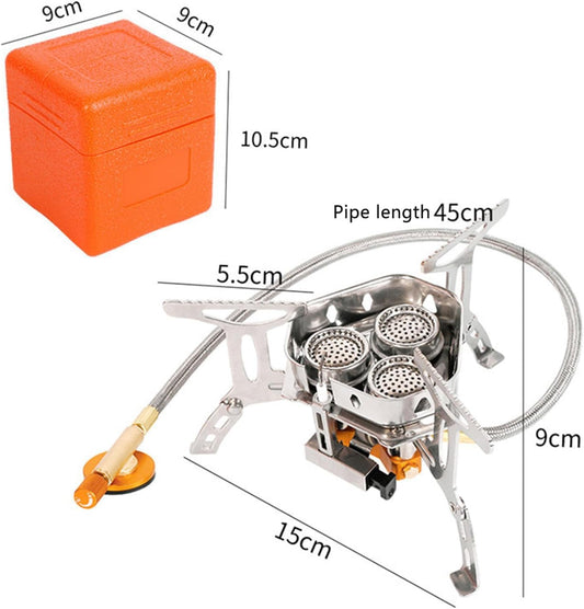 Windproof Camping Stove, Portable Camping Stove with Piezo Ignition, Collapsible Design with Carrying Casefor Outdoor Hiking, Backpacking, Picnic & Emergency Cooking (5200W)