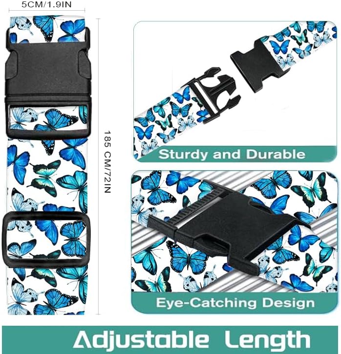 Luggage Straps for Suitcases Travel Belt Accessories, Cute Suitcase Strap, Adjustable Luggage Belt Strap, Heavy Duty with Quick-Release Buckle Luggage Strap Cute Butterfly
