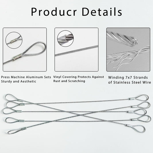 10 Pack Luggage Lock Safety Cable, Stainless Steel Cable with Loops, Stainless Steel Safety Cable, Safety Cable Lock, Braided Steel Coated Safety Cable Luggage Lock 2mm Thickness 12 inch Length