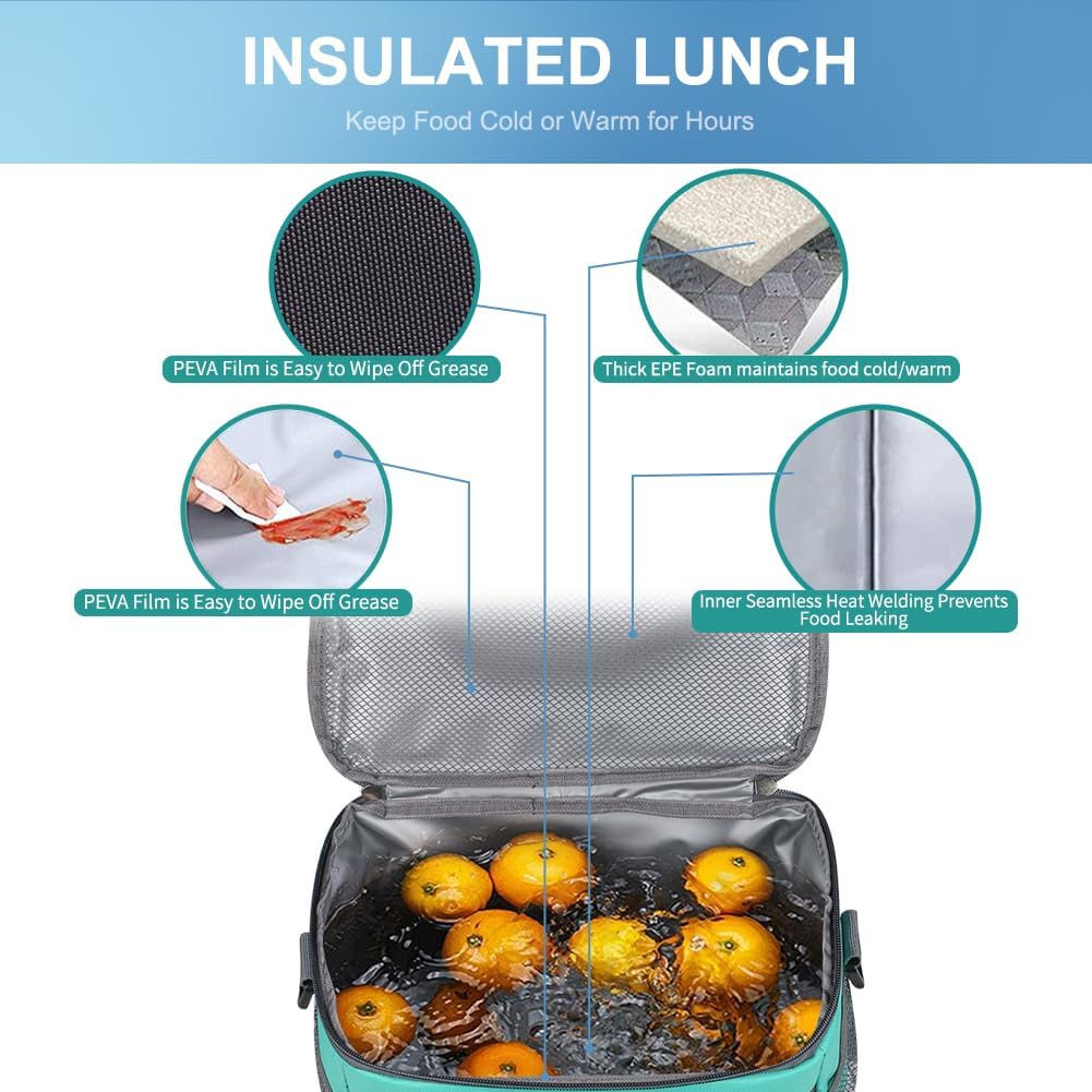 iknoe Large Foldable Cooler Bag, 8.5L Insulated Lunch Bag, Leakproof Lunch Cooler Tote with Multi-Bag Design Suitable for Beach, Picnic and Office Use,Mint Green 15-Can