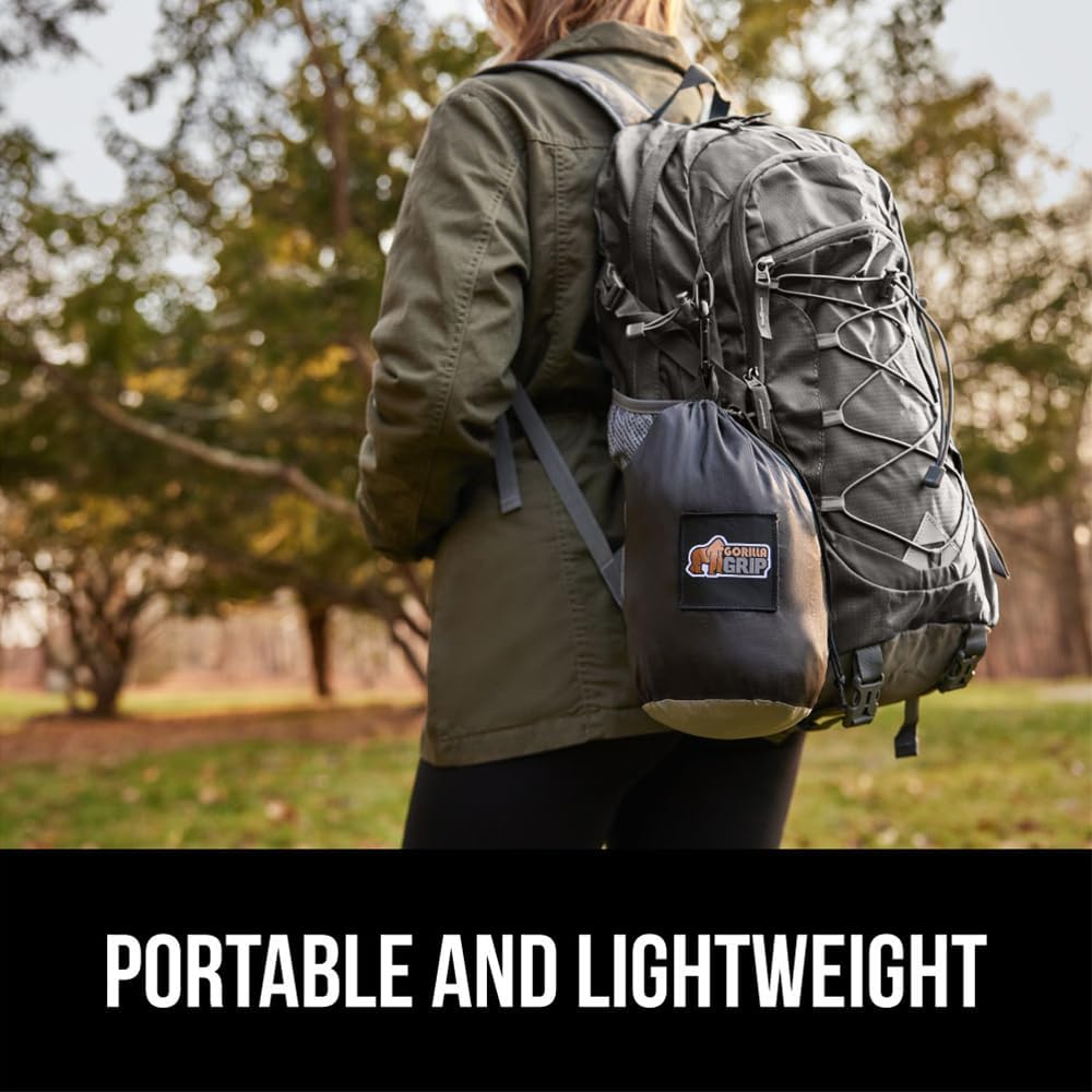 GORILLA GRIP Durable Portable Camping Hammock, Holds 400lbs with Heavy Duty Tree Straps, Comfortable Travel Swing, Camp Hammocks, Easy to Use and Install, Outdoor Essentials, Black, 9x4.5 FT