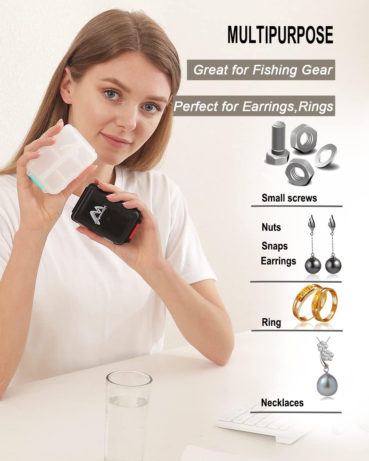 2PS Weekly Pill Organizer Small Folding Box 7 Day BPA-Free Daily Pill Container Foldable Travel Pill Case with Lock Pill Holder, Medicine Organizer for Purse Pocket to Store Vitamin Etc (Black)