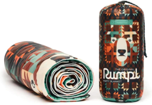 Rumpl Original Puffy Blanket - Warm, Water-Resistant Camping Blanket with 100% Recycled Synthetic Insulation, 52"x75", Original Puffy V1, Grizzly Slumber