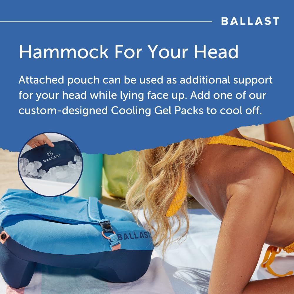 Ballast Travel Pillow PRO – Neck Pillow for Airplane, Compact Travel Pillow for Beach & Traveling, Enjoy Relaxation Wherever You Go (Tropical Blue)