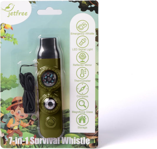 Multifunctional Survival Emergency Whistle for Kids with Compass Hiking Survival, Thermometer & Neck Lanyard | Emergency Safety Gear for Hiking, Camping, Kayaking, Boating, Climbing