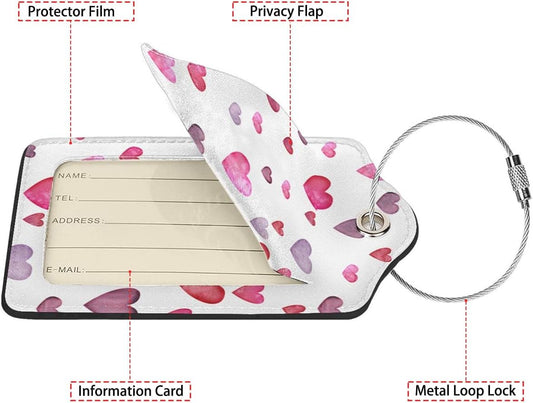 Watercolorful Love Rain Luggage Tag Personalized Luggage Tags for Suitcases,Leather Bag Tags for Backpacks Handbag with Name ID Label Travel Essentials Baggage Tags 2 Pack