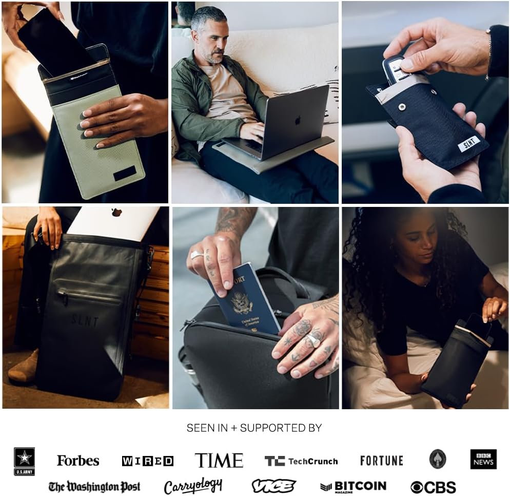 SLNT Waterproof Faraday Dry Bag - 420D Waterproof Nylon Signal Blocking Backpack - Protects Electronics from Water, Spying, Hacking - Blocks RFID, WiFi, Bluetooth, NFC, Cellular, GPS, EMF (2.5 Liter)