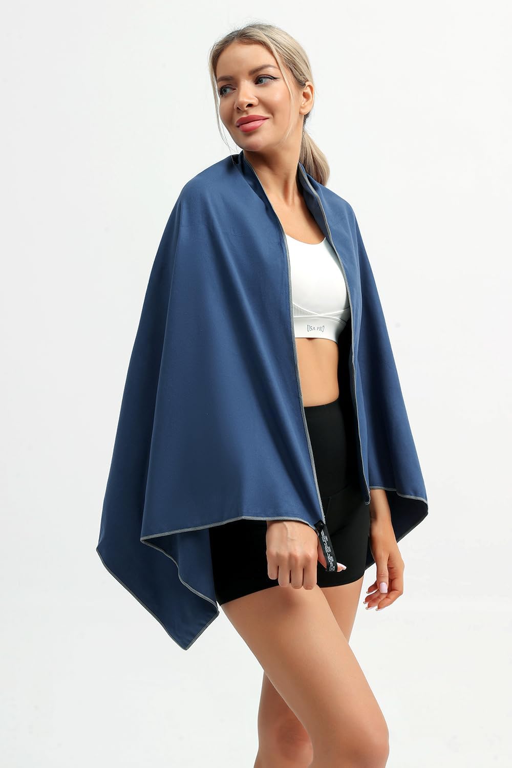 Eunzel Quick Dry Camping Towel, Microfiber Travel Towel 3 Size at 1 Pack,Fast Drying Towel Set for Camping, Beach, Gym, Sports, Yoga & Swimming Pool, Navy Blue