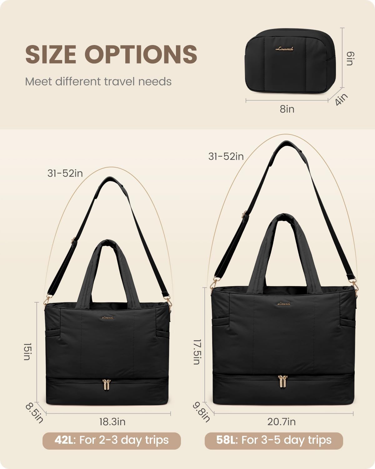 LOVEVOOK Travel Duffle Bag, Puffer Weekender Bags for Women with Shoe Compartment, Carry On Overnight Hospital Bag, Gym Tote