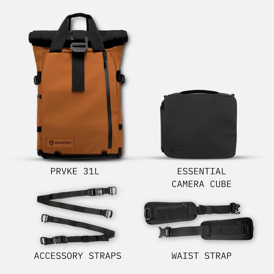 WANDRD PRVKE 31L, V3 Photography Bundle: Weather-Resistant Travel & Camera Backpack with Laptop Sleeve, Quick Side Access, Clamshell Opening – Ideal Photography & Travel Bag