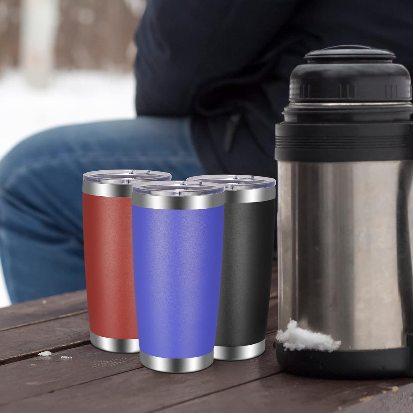 VEGOND 20oz Tumbler with Lid and Straw Stainless Steel Tumbler Cup Vacuum Insulated Double Wall Travel Coffee Mug Powder Coated Coffee Cup (Bluish Violet 1 Pack)