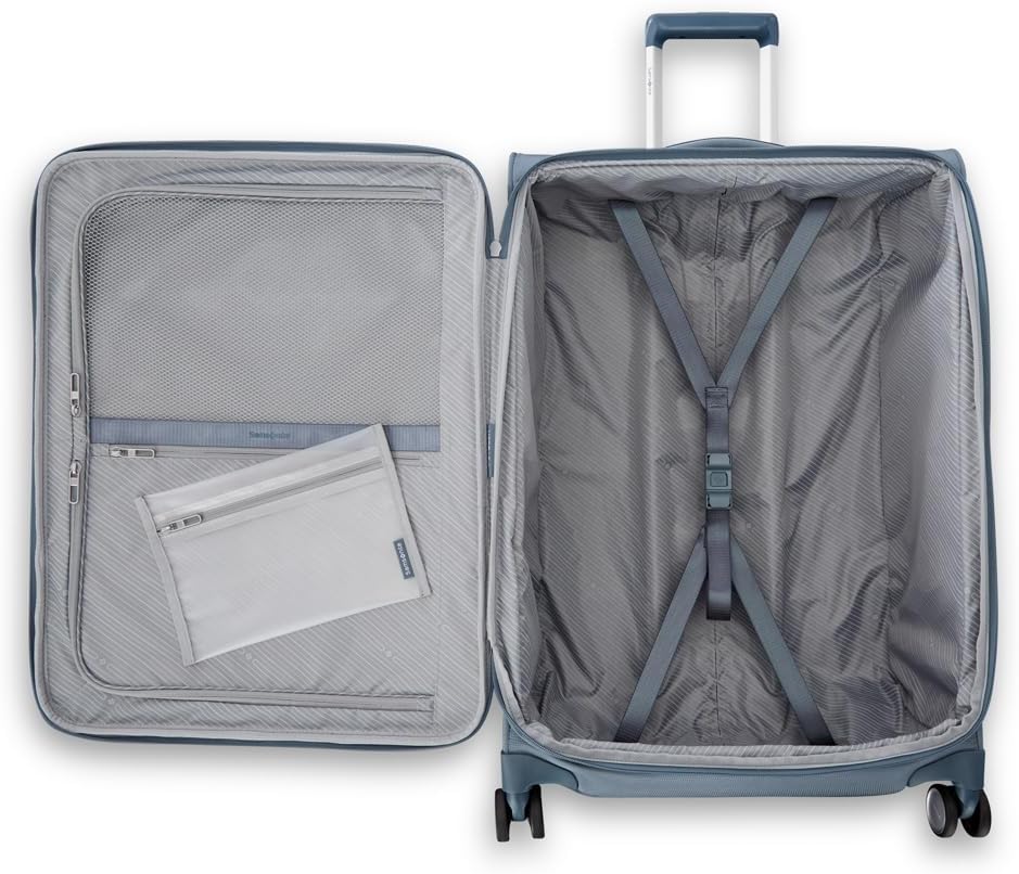 Samsonite UpLIFT Lightweight Large Checked Softside 3-Piece Luggage Set with Spinner Wheels - Expandable - Airline-Approved, Polyester Soft Suitcase for Ultra Light Travel - Elemental Blue