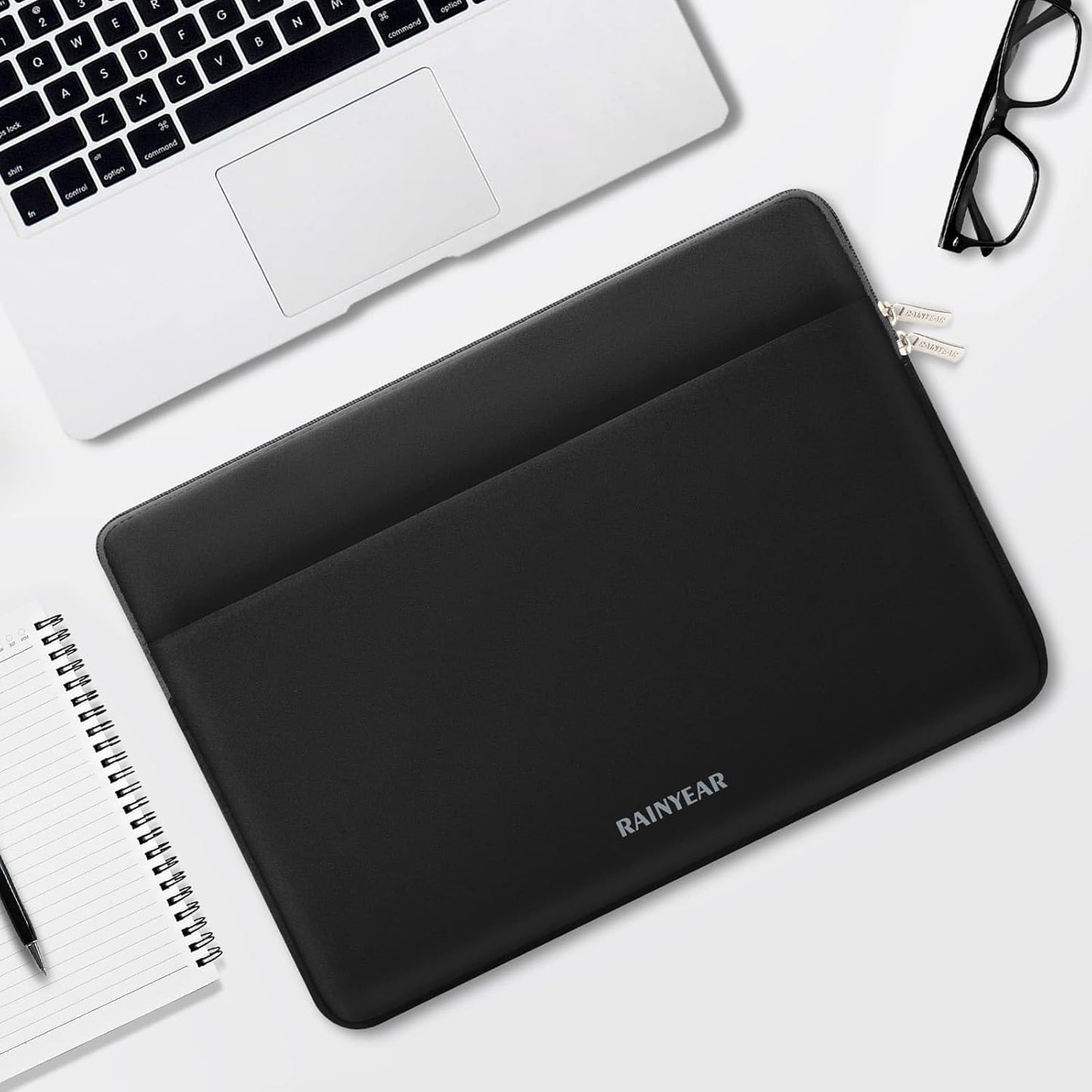 RAINYEAR Laptop Sleeve Case 11-13 Inch, Protective Portable Case with Front Pocket, Briefcase Computer Cover Laptop Bag Compatible with MacBook Air/Pro, HP, Dell, Lenovo, Acer, Black
