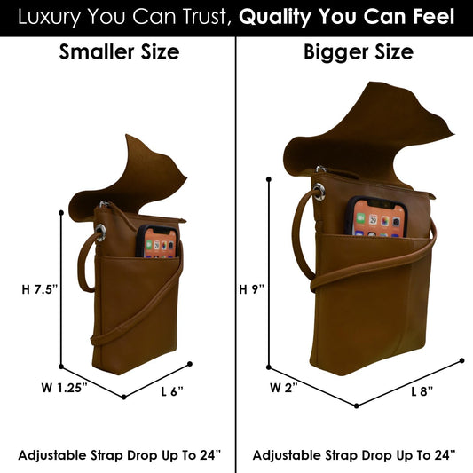 ili New York Leather Mini Sac Crossbody - Genuine Leather Crossbody Bags for Women with RFID Blocking, Adjustable Strap