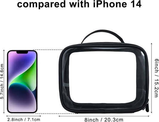 ANRUI TSA Approved Toiletry Bag, 5 Pcs TSA Clear Travel Bags With Handle Strap, Makeup Bag for Liquids, Toiletries, Cosmetics, Gifts for Women and Men,Black