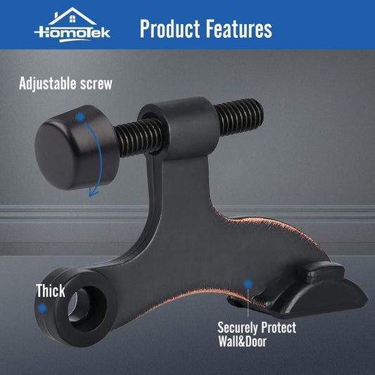HOMOTEK 36 Pack Hinge Pin Oil Rubbed Bronze Door Stopper,Adjustable Deluxe Heavy Duty Door Stopper 2-1/2"x1-3/4”,with Black Rubber Bumper Tips