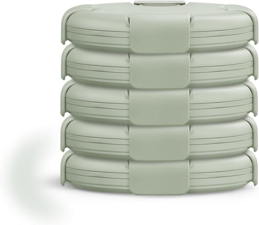 STOJO Collapsible Bowl 5 Set - Sage, 36oz - Reusable Silicone Bowl for Hot and Cold Food - Perfect for Travel, Meal Prep, To-Go Lunch, Camping & Hiking - Microwave & Dishwasher Safe