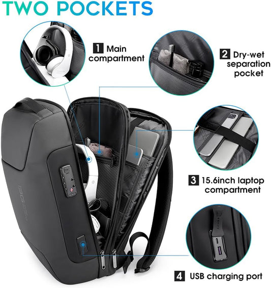 BANGE Anti Theft Backpack,Smart Business Laptop Fits 15.6 Inch Notebook, Work Backpack with USB Charging Port for Men and Women…